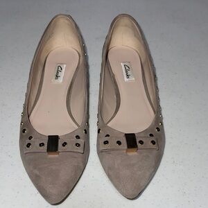 Clarks Women's Beige Studded Flats